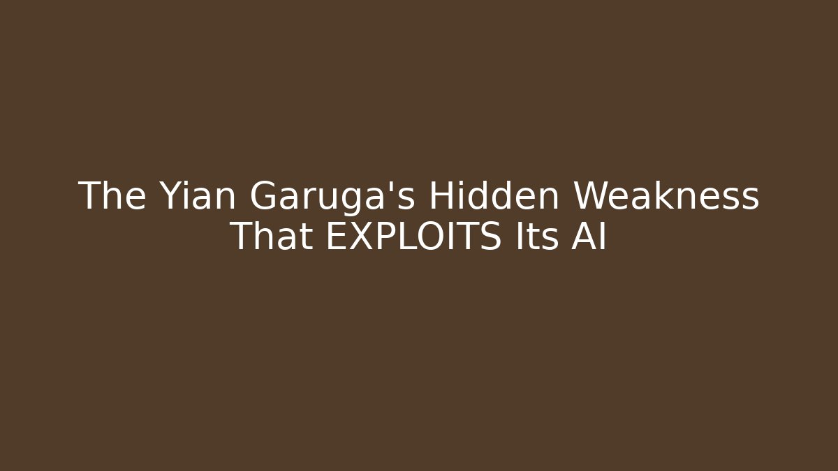 The Yian Garuga's Hidden Weakness That EXPLOITS Its AI - Create More Assets