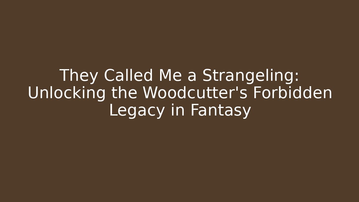 They Called Me a Strangeling: Unlocking the Woodcutter's Forbidden Legacy in Fantasy