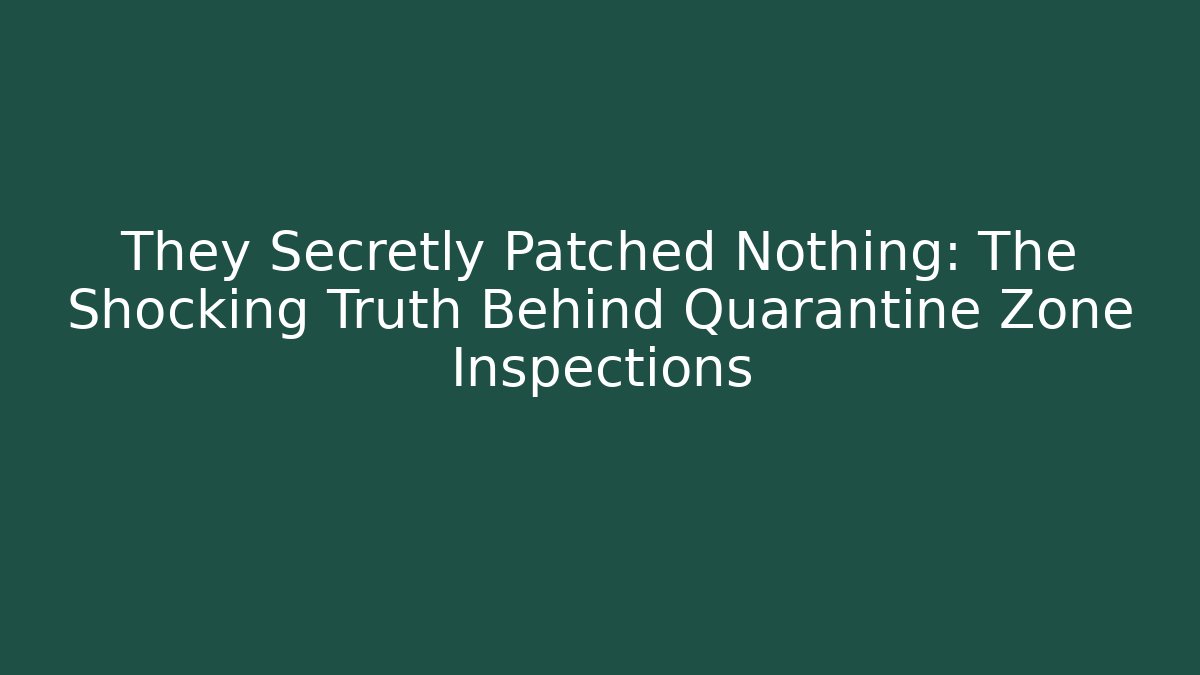 They Secretly Patched Nothing: The Shocking Truth Behind Quarantine Zone Inspections
