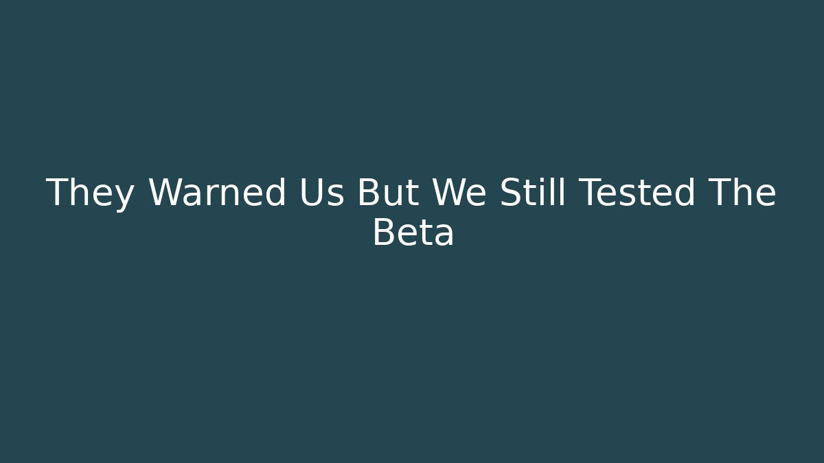 They Warned Us But We Still Tested The Beta