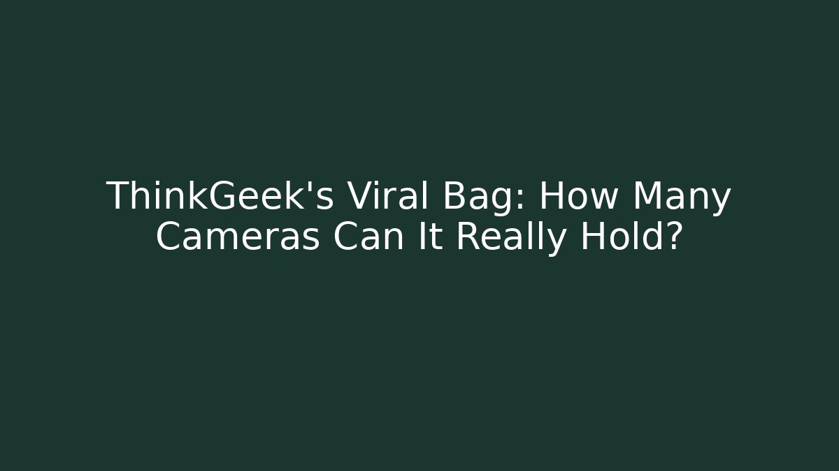 ThinkGeek's Viral Bag: How Many Cameras Can It Really Hold? - Create More Assets