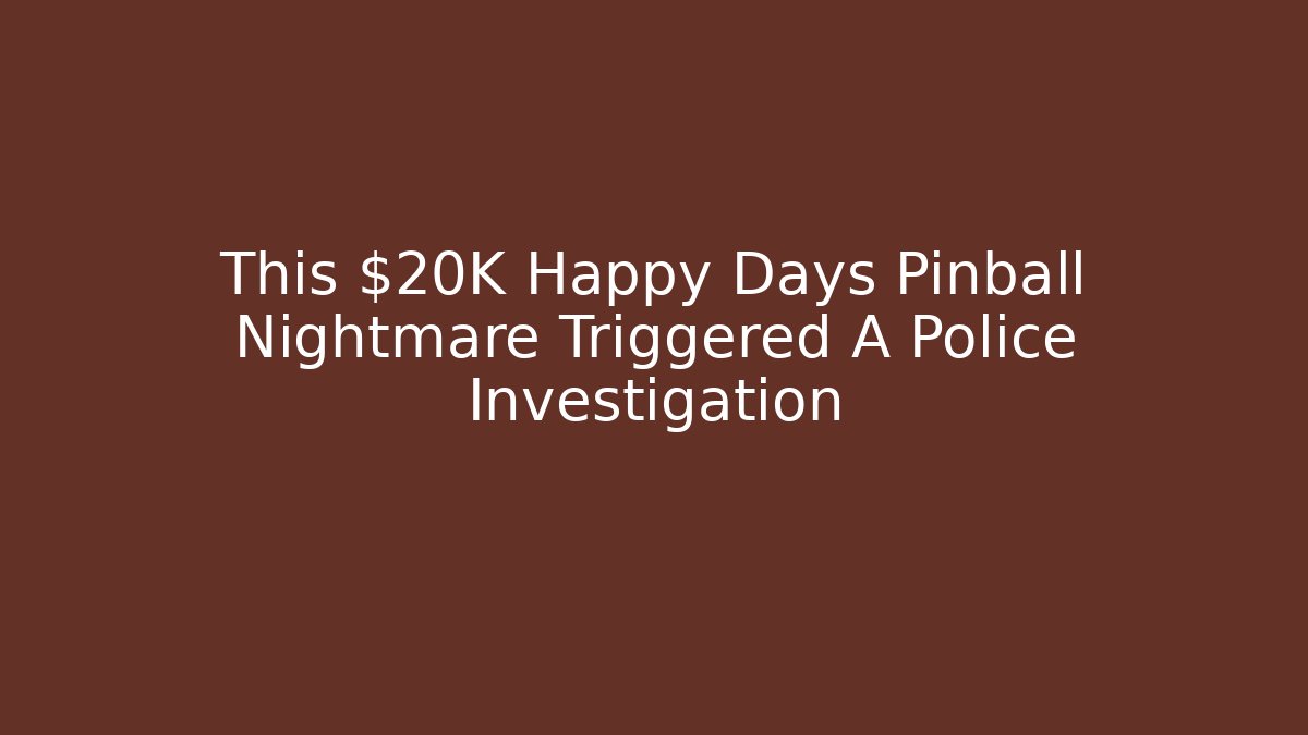 This $20K Happy Days Pinball Nightmare Triggered A Police Investigation