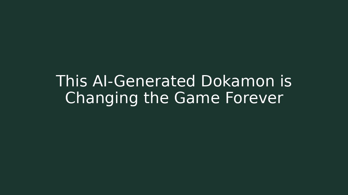 This AI-Generated Dokamon is Changing the Game Forever - Create More Assets