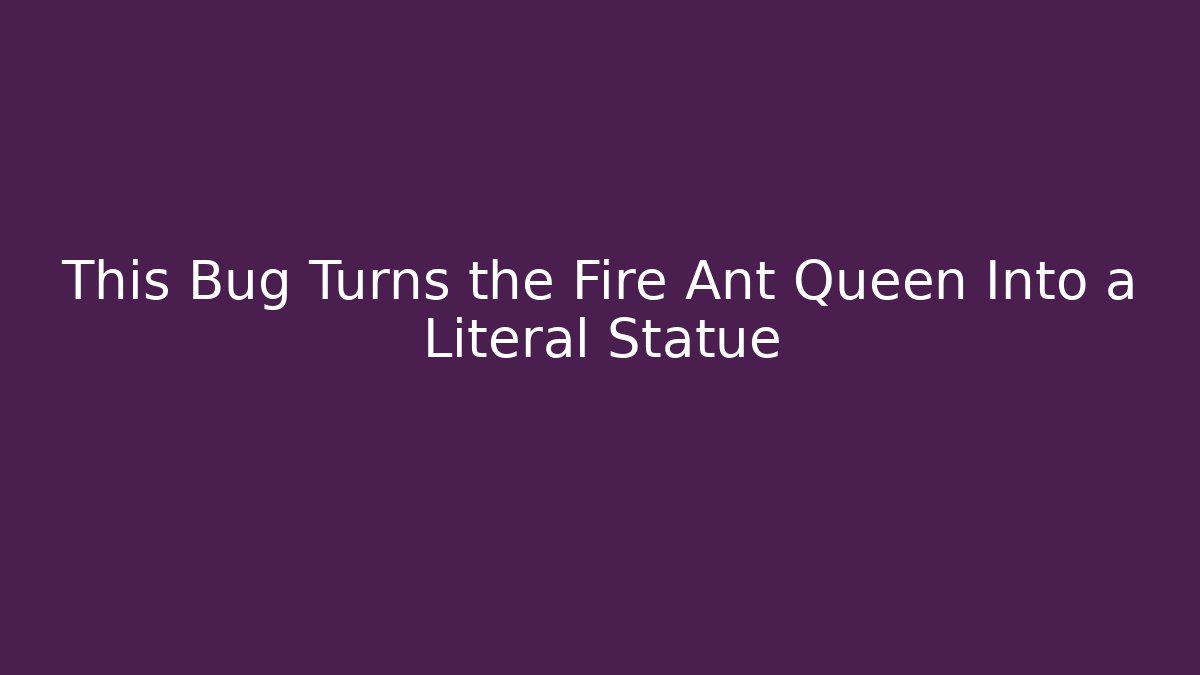 This Bug Turns the Fire Ant Queen Into a Literal Statue - Create More Assets