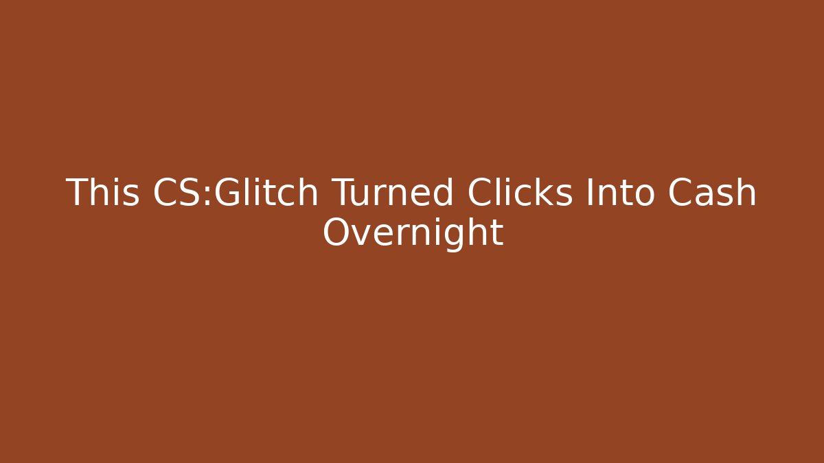 This CS:Glitch Turned Clicks Into Cash Overnight - Create More Assets