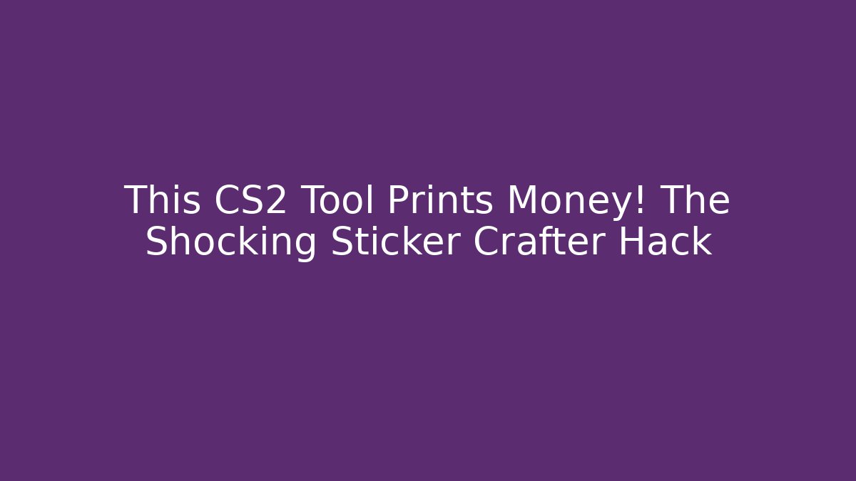 This CS2 Tool Prints Money! The Shocking Sticker Crafter Hack - Create More Assets