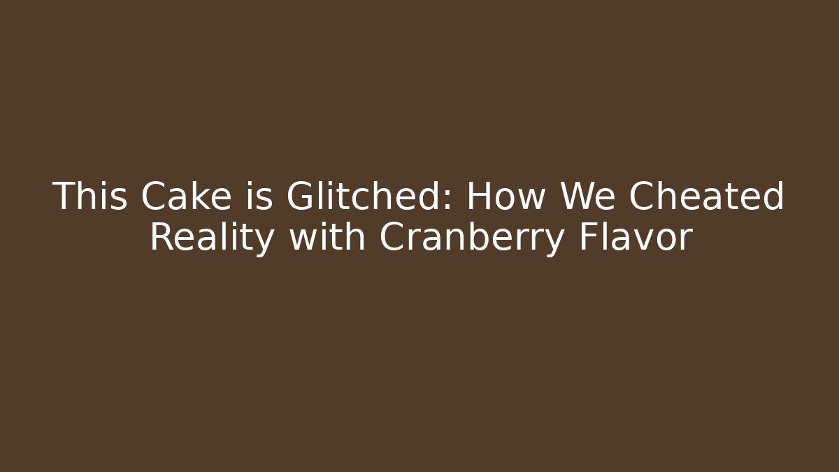 This Cake is Glitched: How We Cheated Reality with Cranberry Flavor