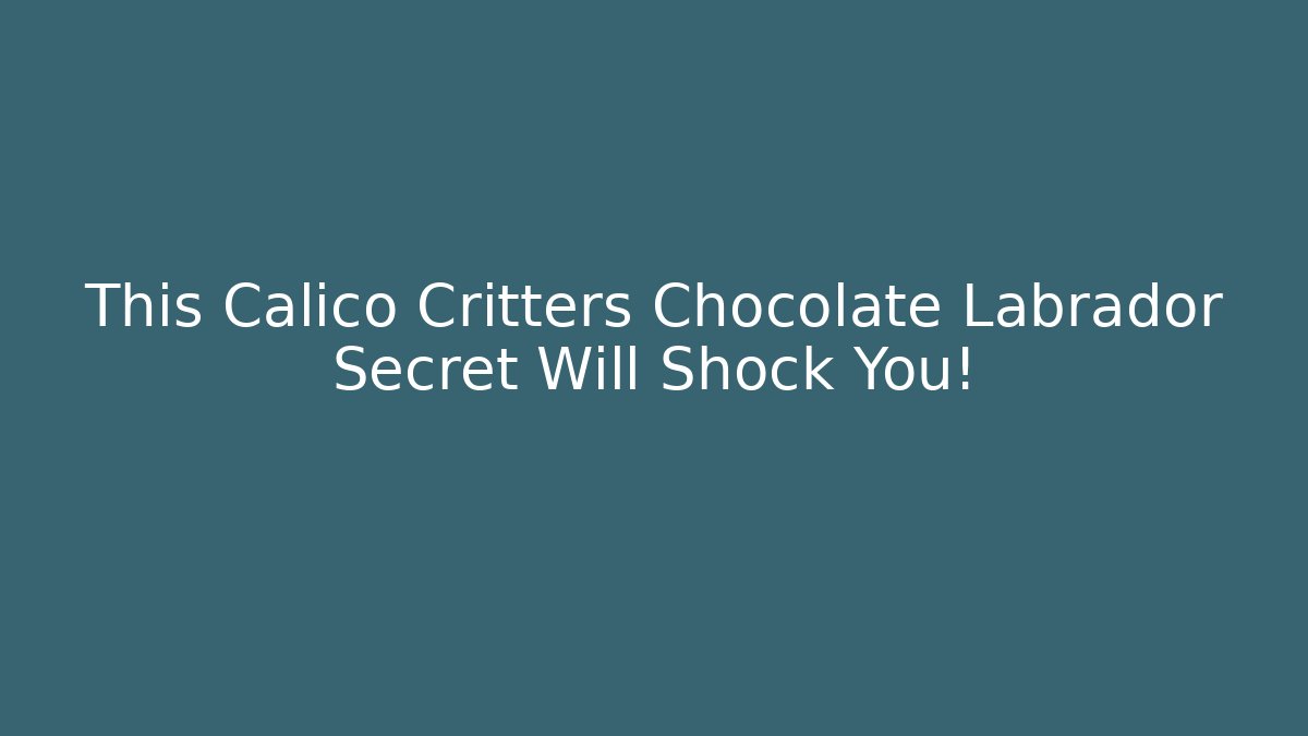 This Calico Critters Chocolate Labrador Secret Will Shock You!