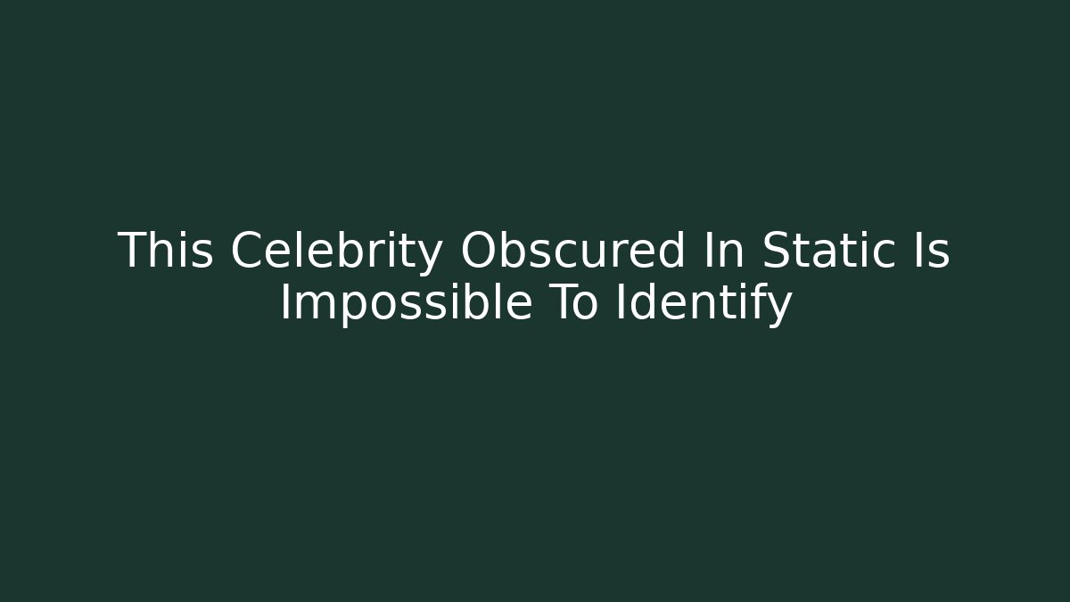 This Celebrity Obscured In Static Is Impossible To Identify