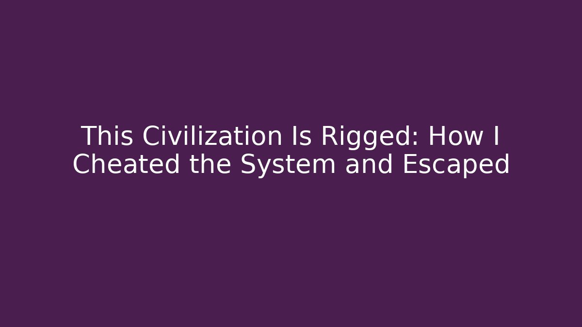 This Civilization Is Rigged: How I Cheated the System and Escaped