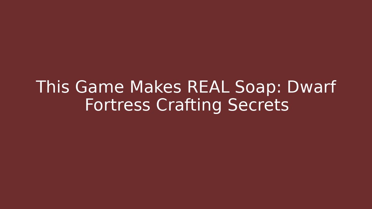 This Game Makes REAL Soap: Dwarf Fortress Crafting Secrets - Create More Assets