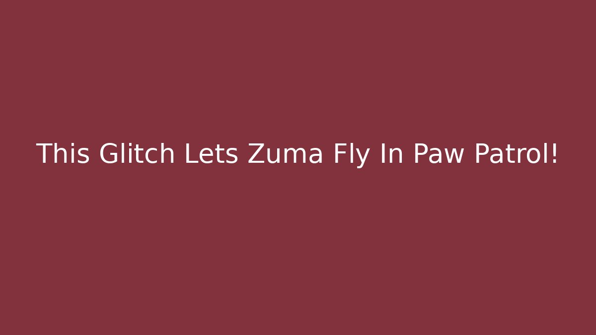 This Glitch Lets Zuma Fly In Paw Patrol!