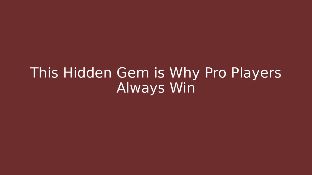 This Hidden Gem is Why Pro Players Always Win - Create More Assets