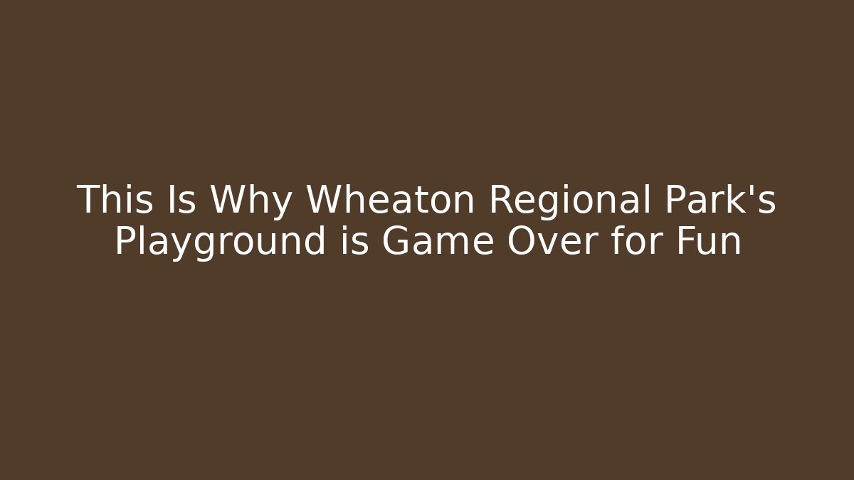 This Is Why Wheaton Regional Park's Playground is Game Over for Fun