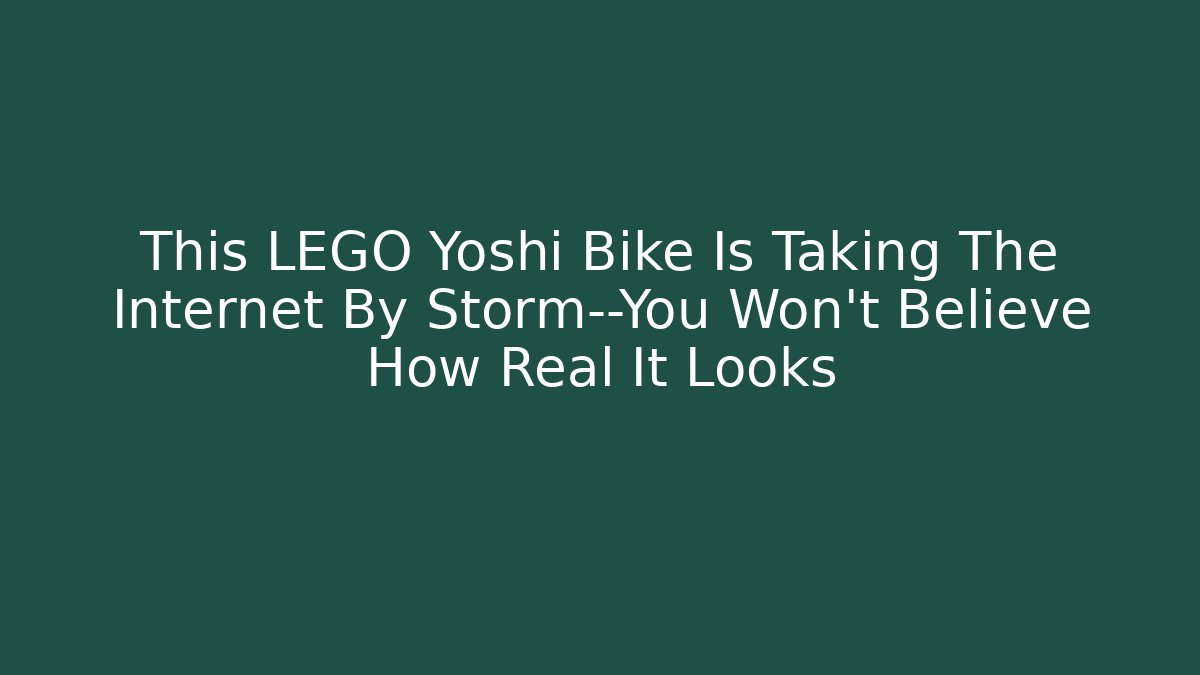 This LEGO Yoshi Bike Is Taking The Internet By Storm—You Won’t Believe How Real It Looks