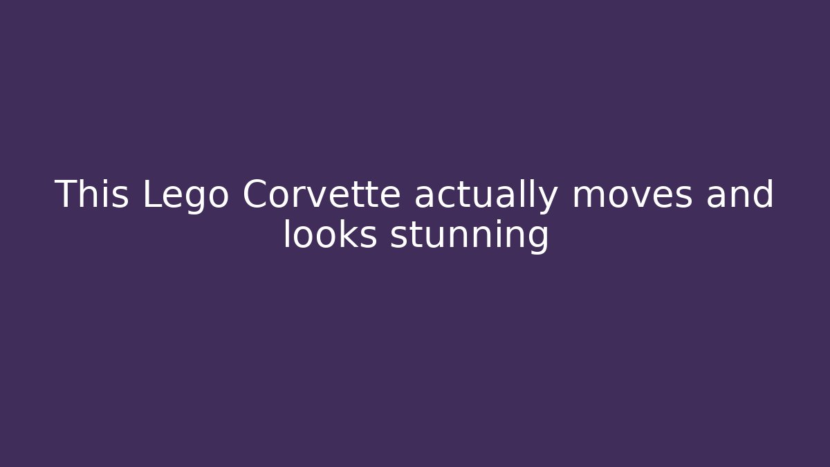 This Lego Corvette actually moves and looks stunning