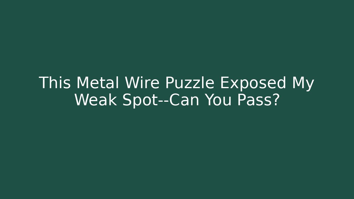 This Metal Wire Puzzle Exposed My Weak Spot—Can You Pass?