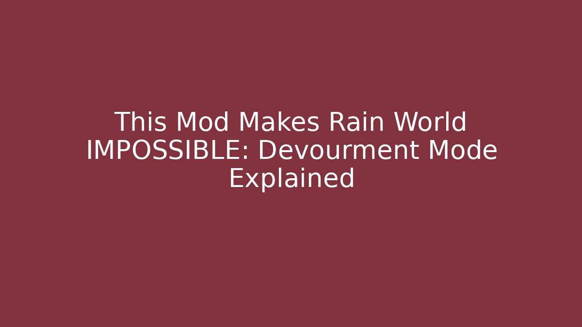 This Mod Makes Rain World IMPOSSIBLE: Devourment Mode Explained - Create More Assets