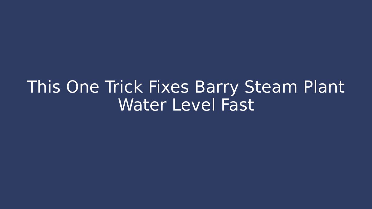 This One Trick Fixes Barry Steam Plant Water Level Fast