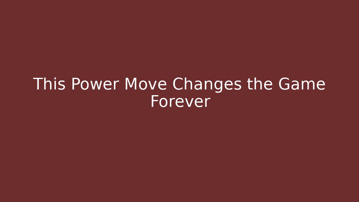This Power Move Changes the Game Forever - Create More Assets