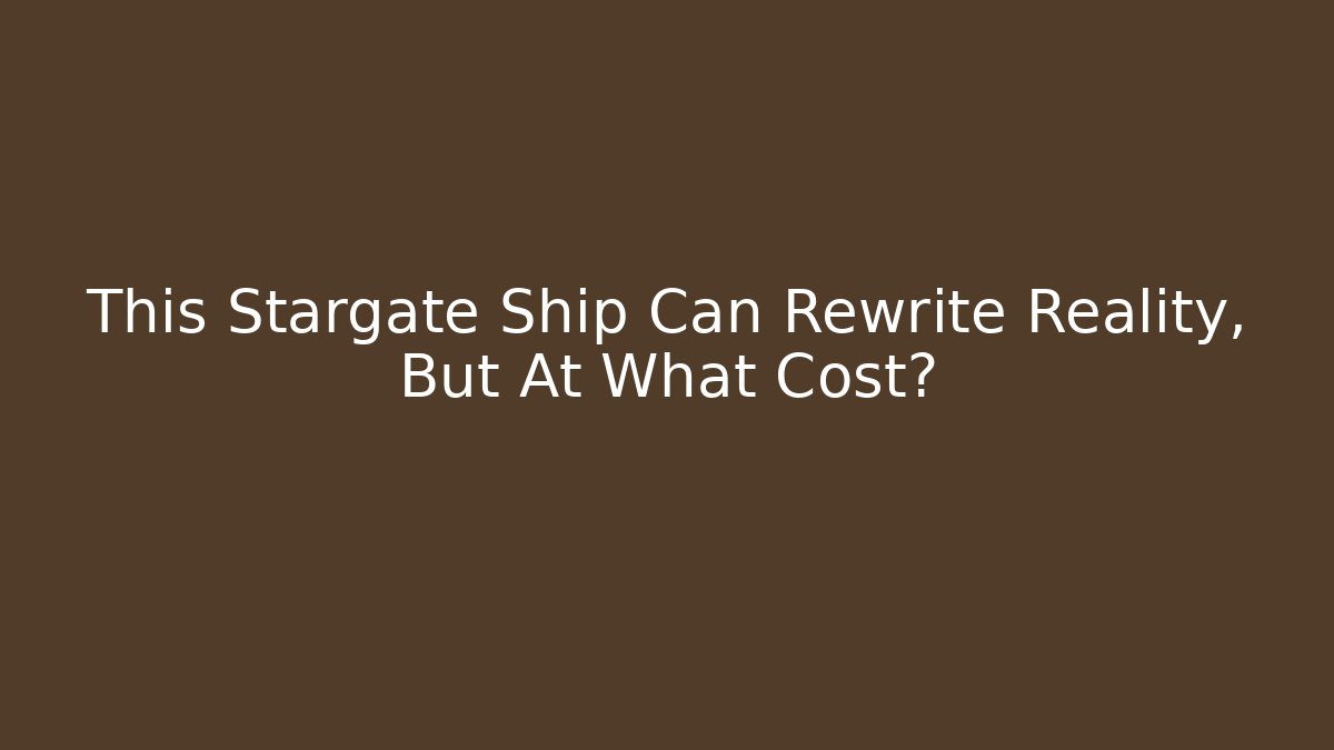 This Stargate Ship Can Rewrite Reality, But At What Cost?