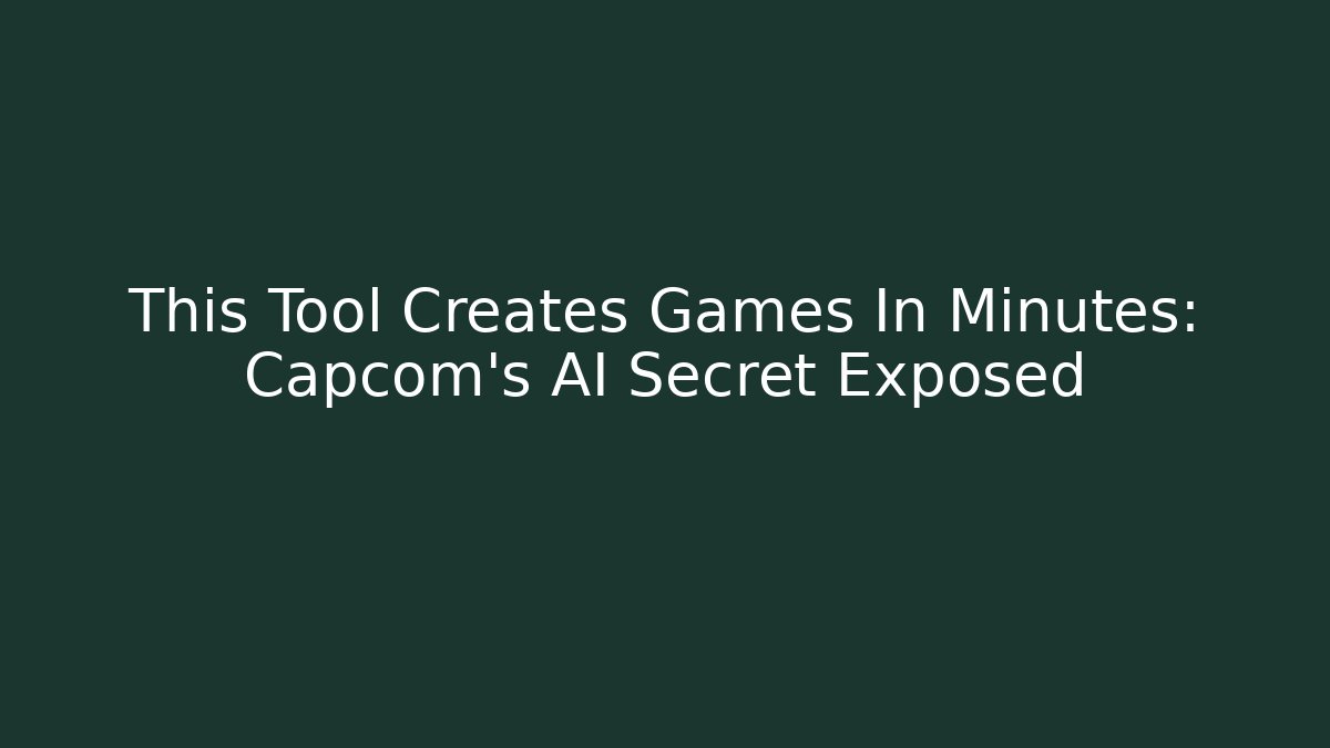 This Tool Creates Games In Minutes: Capcom's AI Secret Exposed
