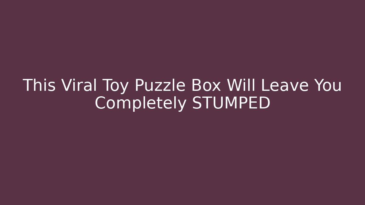 This Viral Toy Puzzle Box Will Leave You Completely STUMPED