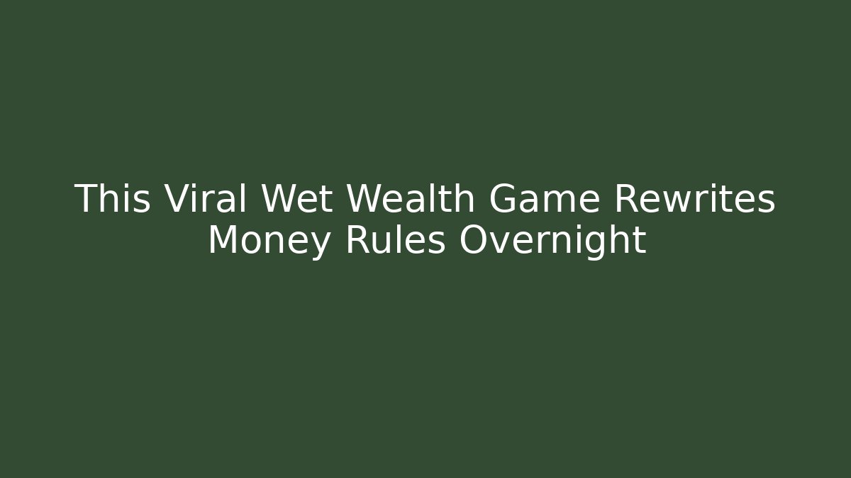 This Viral Wet Wealth Game Rewrites Money Rules Overnight