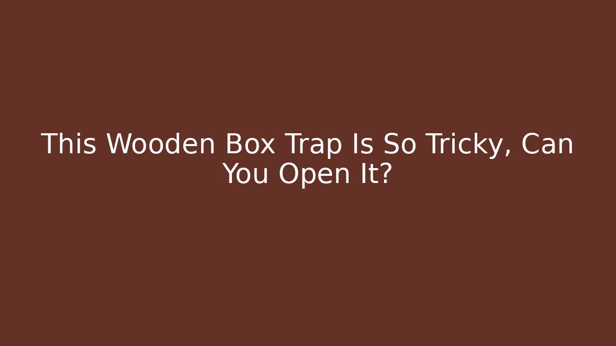 This Wooden Box Trap Is So Tricky, Can You Open It?