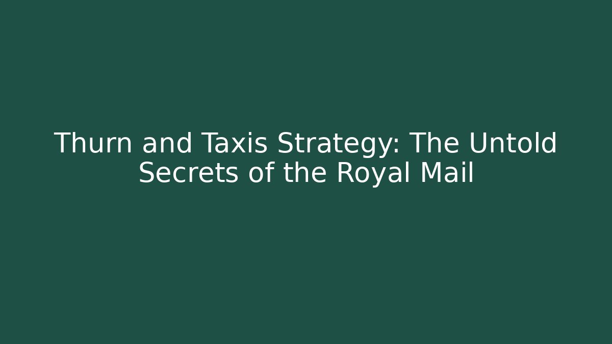 Thurn and Taxis Strategy: The Untold Secrets of the Royal Mail