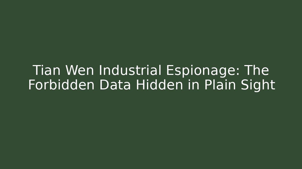 Tian Wen Industrial Espionage: The Forbidden Data Hidden in Plain Sight