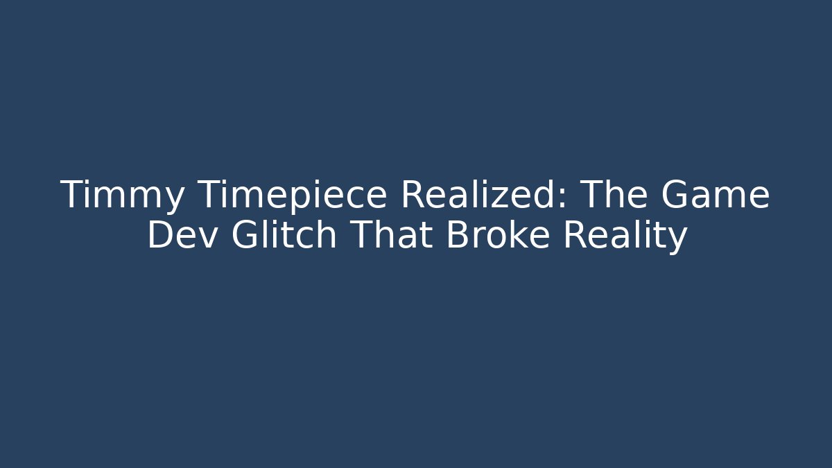 Timmy Timepiece Realized: The Game Dev Glitch That Broke Reality