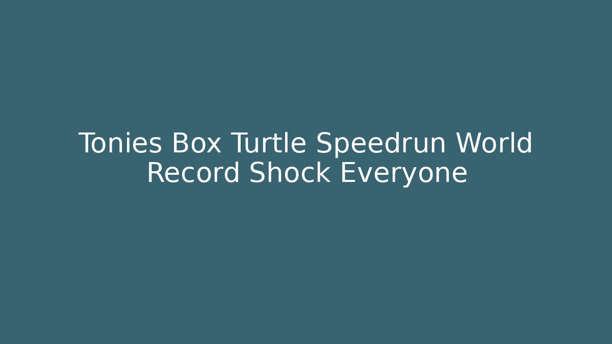 Tonies Box Turtle Speedrun World Record Shock Everyone