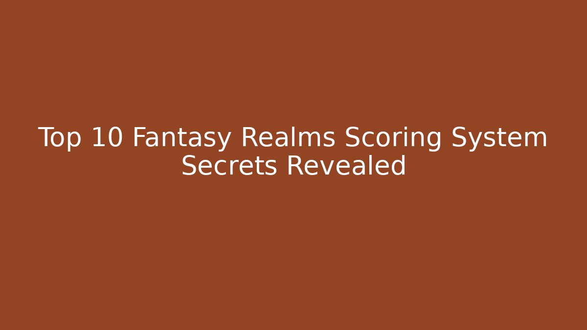 Top 10 Fantasy Realms Scoring System Secrets Revealed