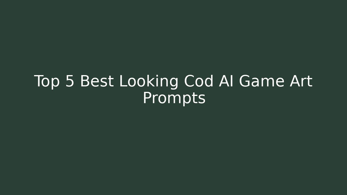 Top 5 Best Looking Cod AI Game Art Prompts