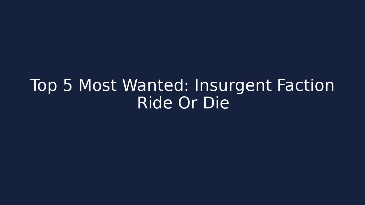 Top 5 Most Wanted: Insurgent Faction Ride Or Die