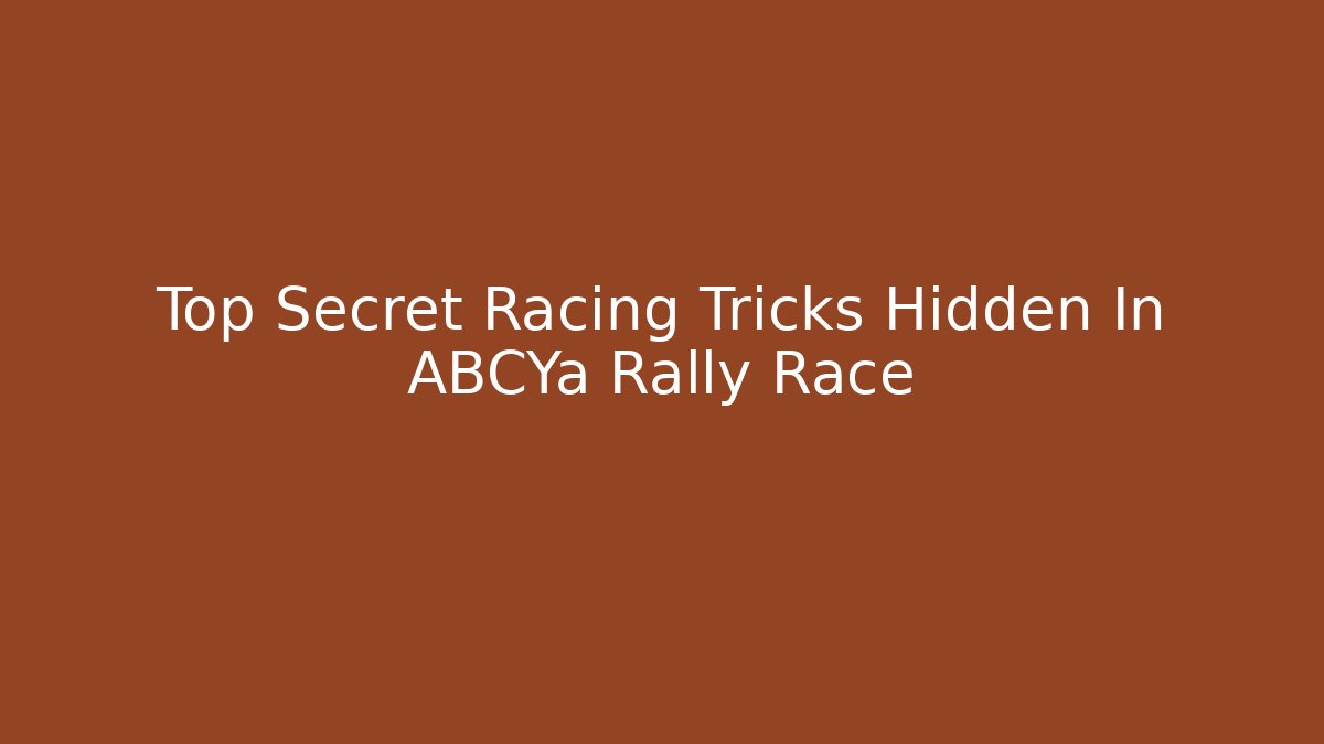 Top Secret Racing Tricks Hidden In ABCYa Rally Race