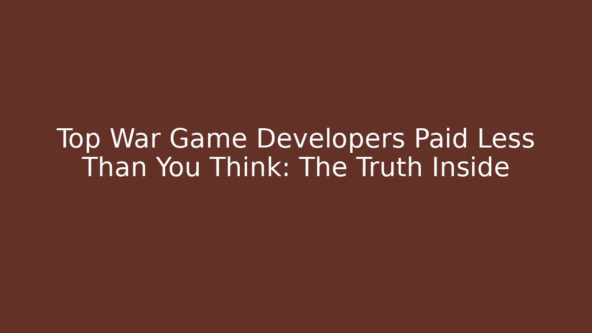 Top War Game Developers Paid Less Than You Think: The Truth Inside