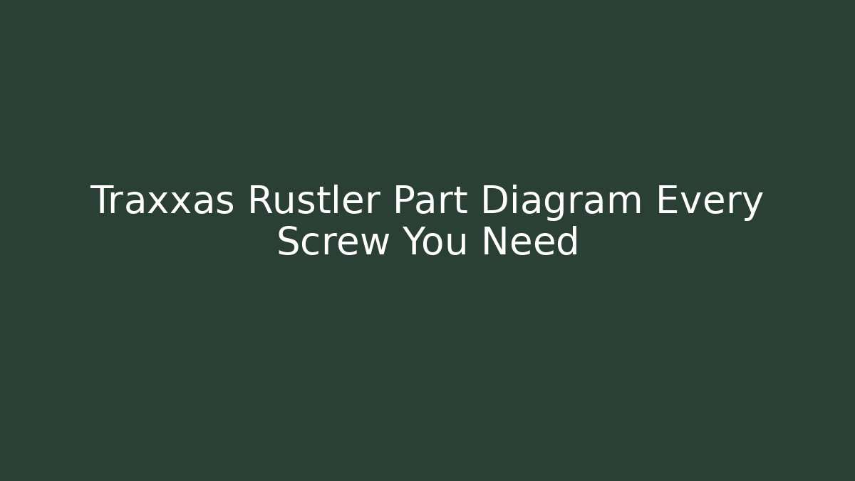 Traxxas Rustler Part Diagram Every Screw You Need - Create More Assets