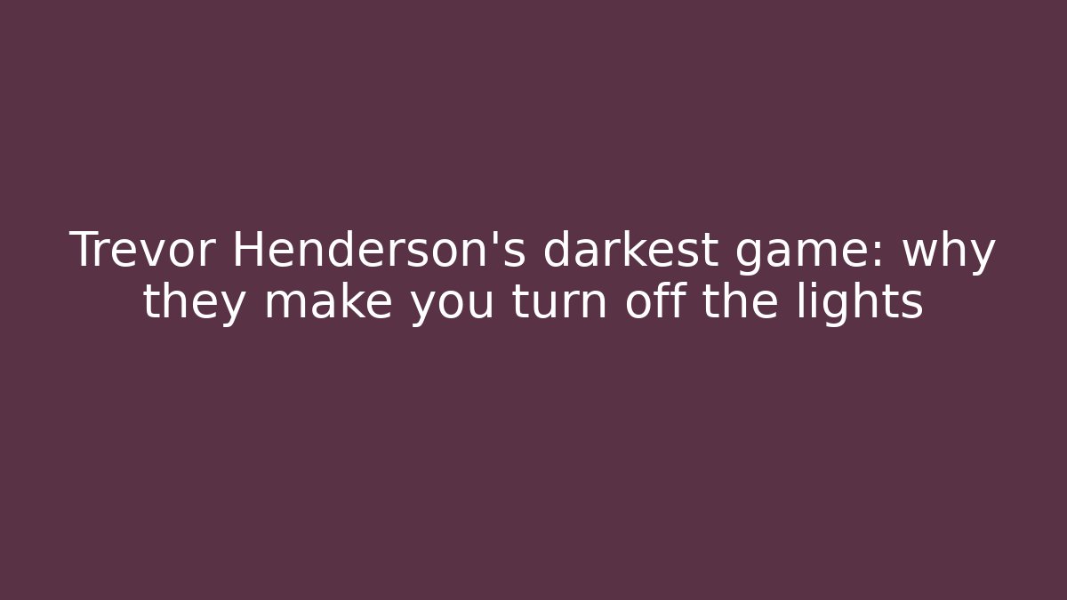 Trevor Henderson’s darkest game: why they make you turn off the lights
