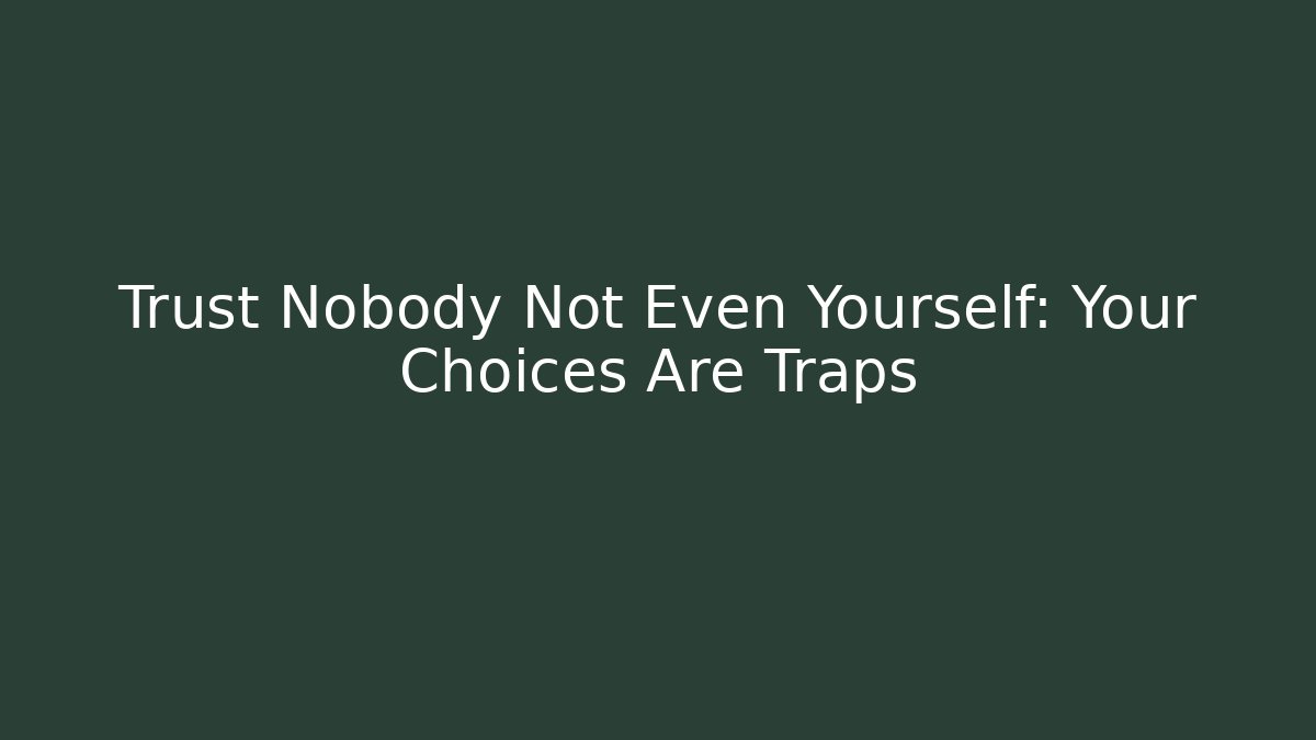 Trust Nobody Not Even Yourself: Your Choices Are Traps