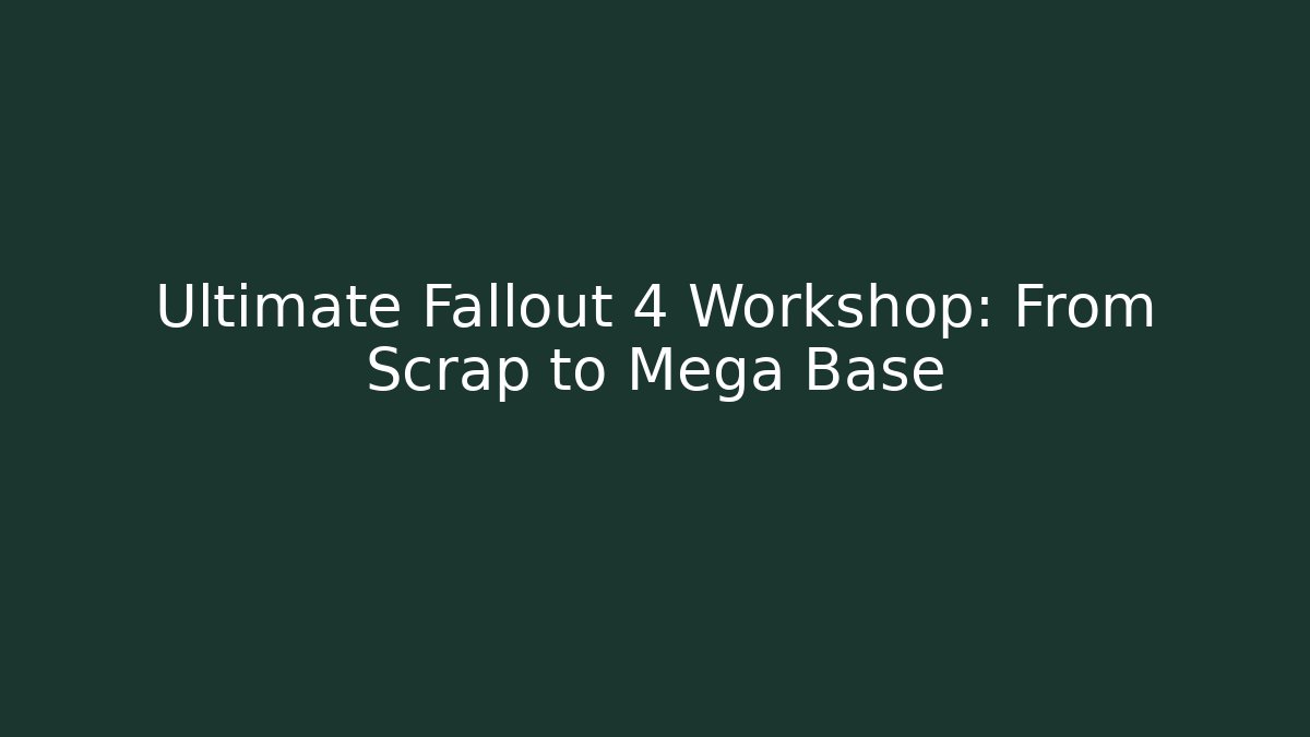 Ultimate Fallout 4 Workshop: From Scrap to Mega Base