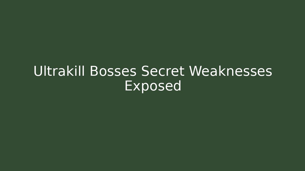 Ultrakill Bosses Secret Weaknesses Exposed