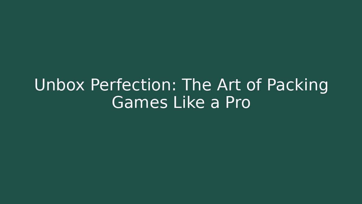 Unbox Perfection: The Art of Packing Games Like a Pro