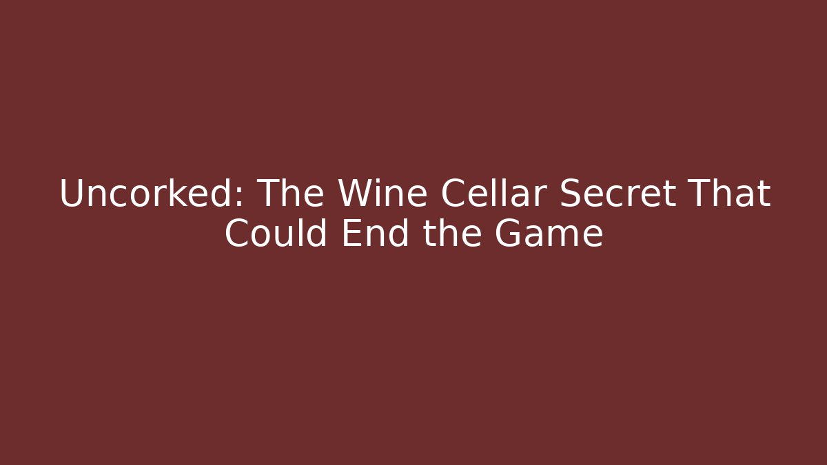 Uncorked: The Wine Cellar Secret That Could End the Game - Create More Assets
