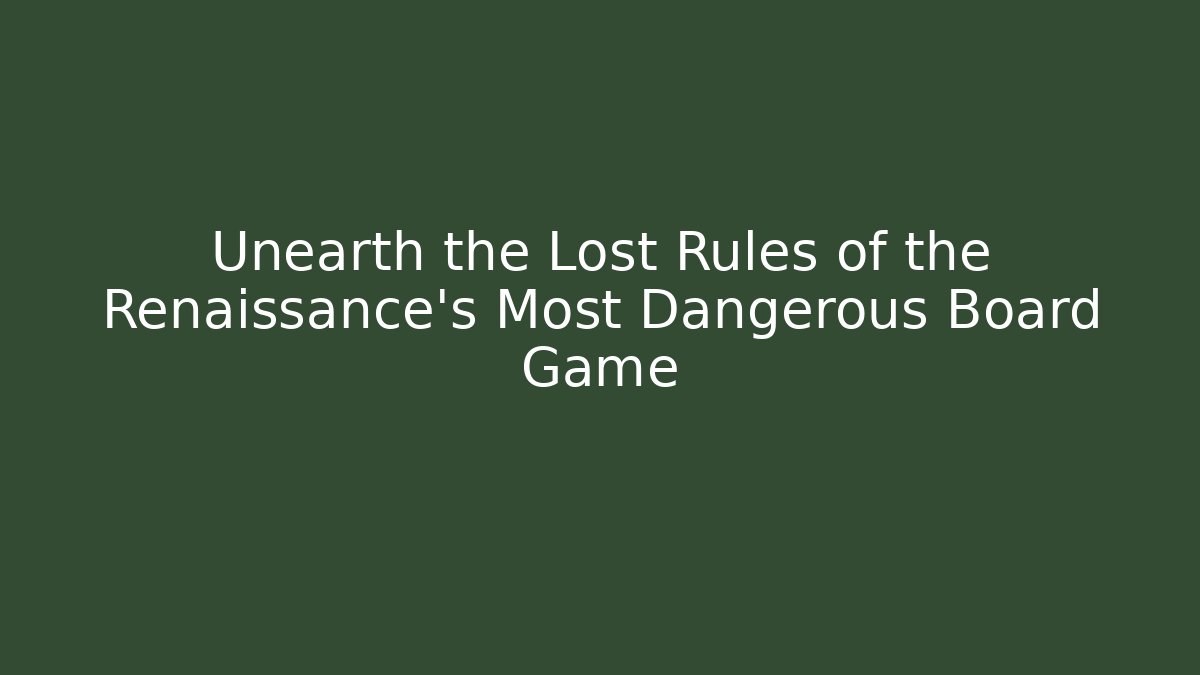Unearth the Lost Rules of the Renaissance's Most Dangerous Board Game