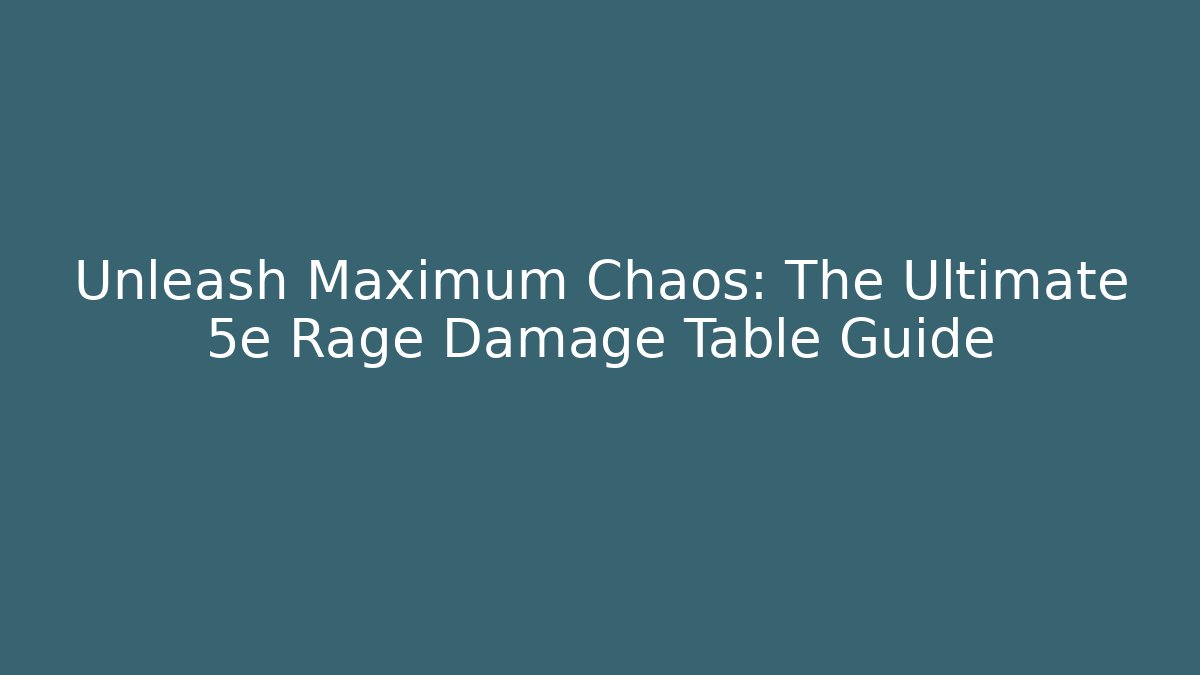 Unleash Maximum Chaos: The Ultimate 5e Rage Damage Table Guide