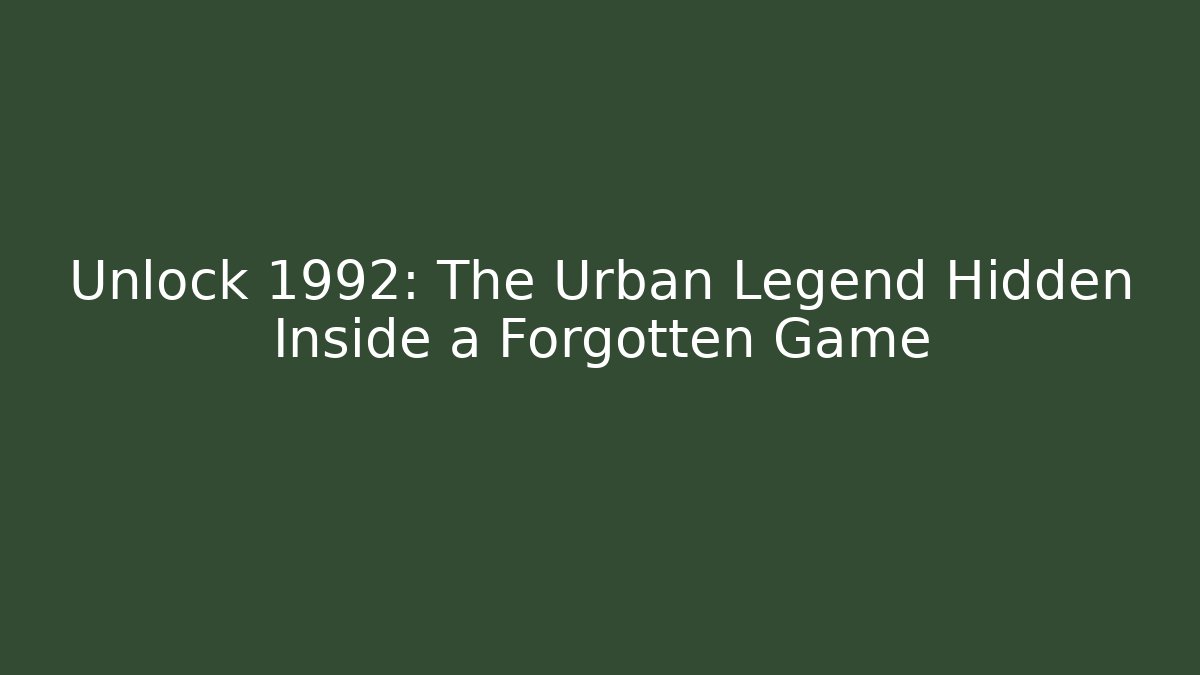 Unlock 1992: The Urban Legend Hidden Inside a Forgotten Game