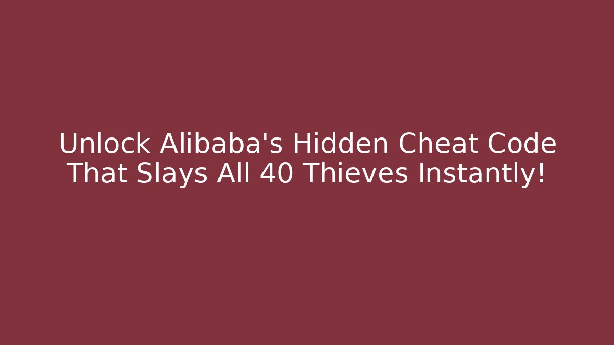 Unlock Alibaba's Hidden Cheat Code That Slays All 40 Thieves Instantly!