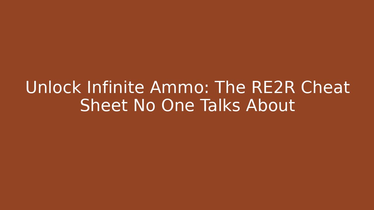 Unlock Infinite Ammo: The RE2R Cheat Sheet No One Talks About